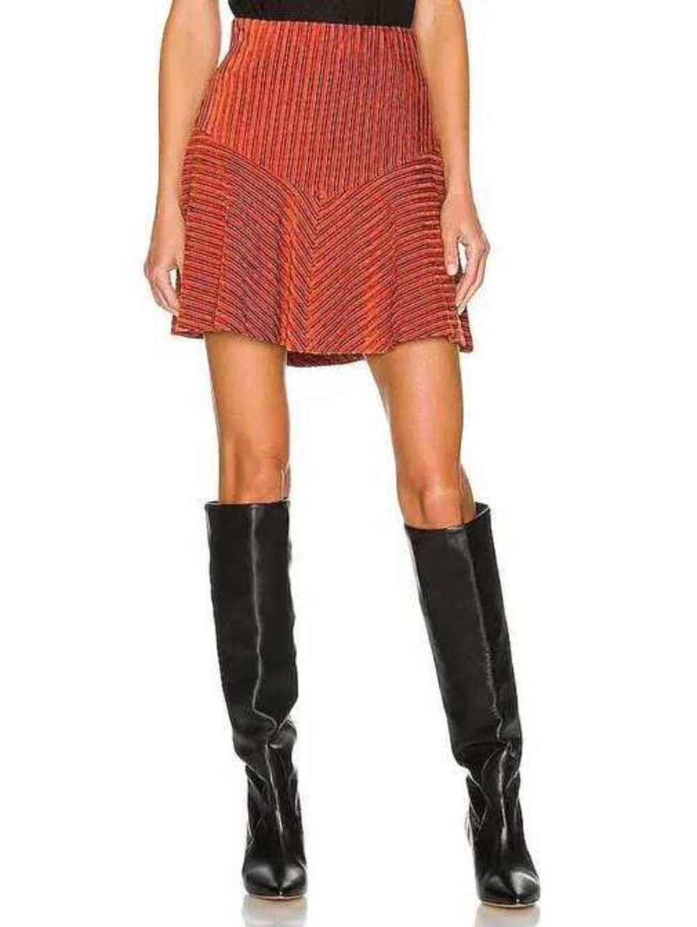 Free People Camden Mini Skirt Size L Retro 70s 80s Red Orange Fall Statement